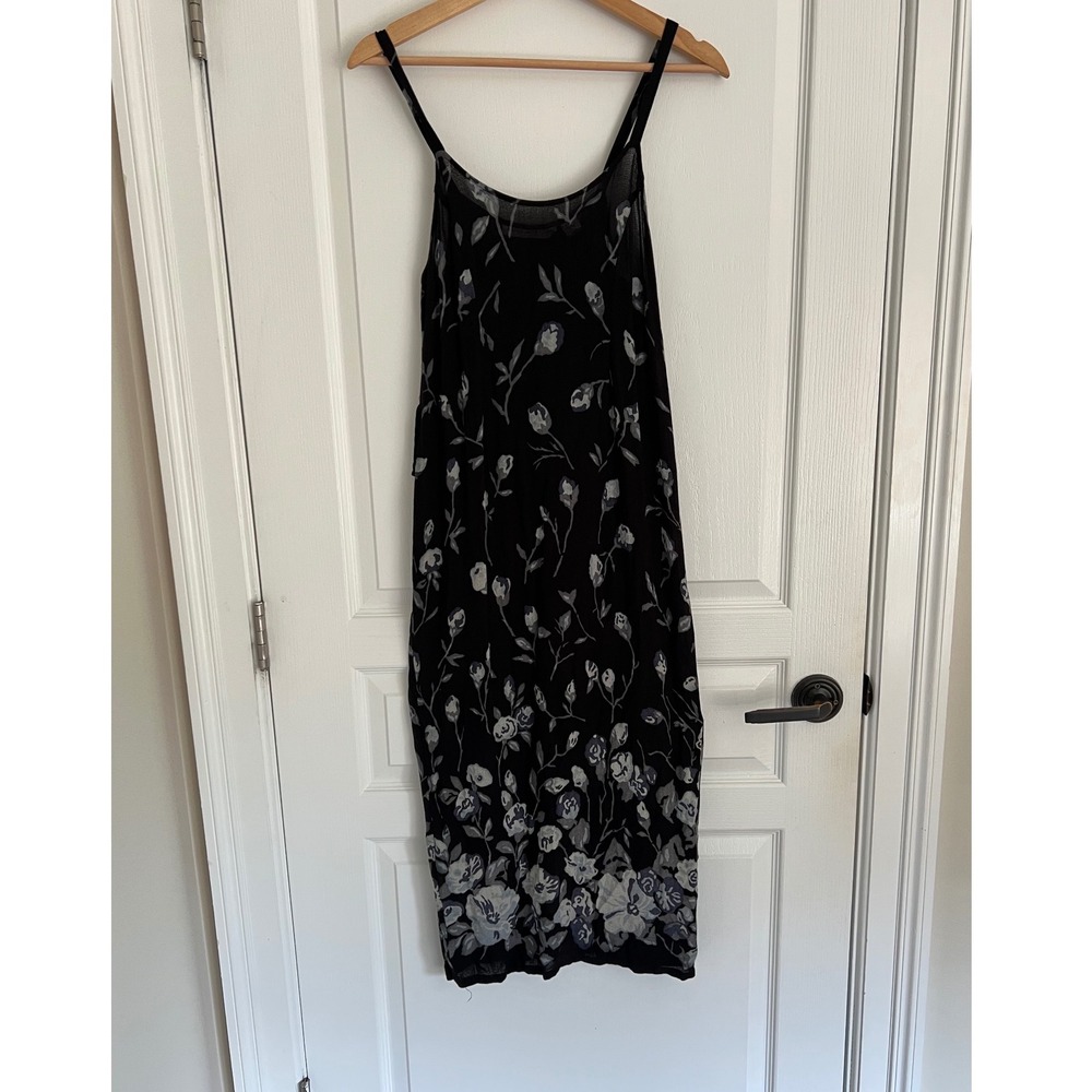 Vintage Y2K Dark Floral Slip Dress Black Gray Grunge 90s Whimsigoth Fairy Size 2 - Picture 2 of 10